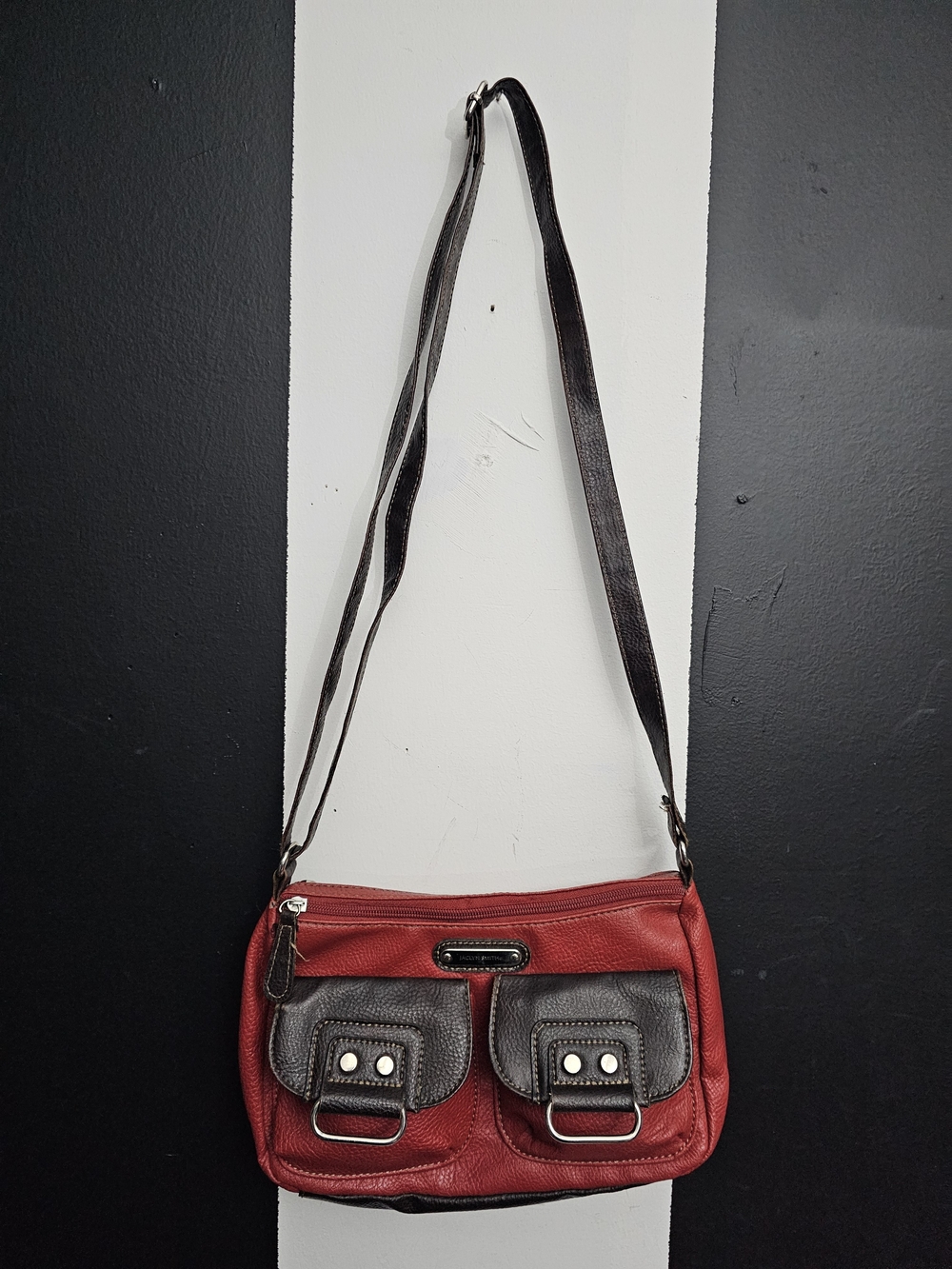 Jaclyn Smith Red Crossbody Bag with Brown Accents